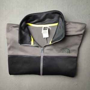 The North Face Jacket Mens XL Gray Black Full Zip Mock Neck Colorblock Polyester